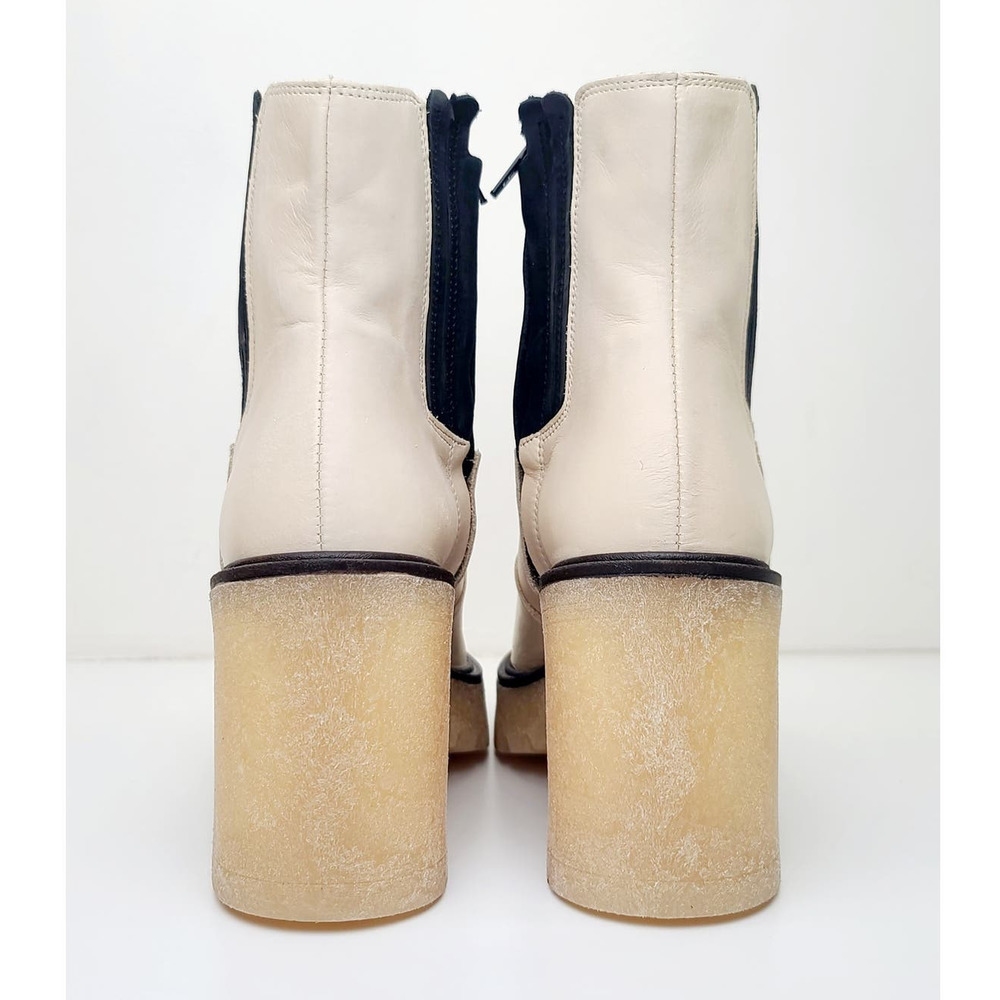 Free People White Leather Chunky Boots James Chelsea Lugged MSRP $188 Women's 6 - Picture 3 of 11